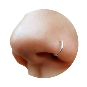 Set of 2 Fake Clip On Nose Rings 20g - 925 Sterling Silver Tiny and 14k Gold Filled Faux Piercing Hoops - No Piercing Needed