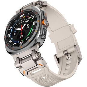 FULLIFE Compatible with Samsung Galaxy Watch Ultra Bands 47mm Accessories for Men Women, Silicone Rubber Bands for Stainless Steel Metal Connector No Gap Band for Galaxy Watch 7 Ultra (2024)