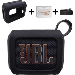xcivi Silicone Cover Case for JBL Go 4 Ultra Portable Bluetooth Speaker，Bluetooth Speaker Protective Soft Skin for JBL Go 4, Bluetooth Speaker Accessories (Only Case) (Black)