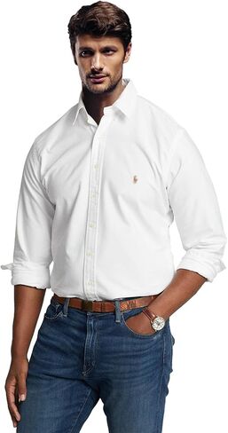 Polo Men's Long Sleeve Classic fit Oxford Shirt Solid Fit for Business Casual Tops-Proudly of U.S Polo in Saudi Arabia