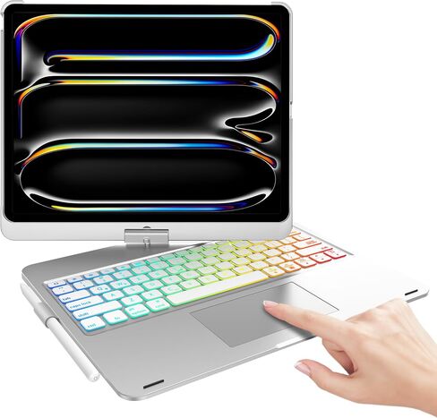 iPad Pro 13 Inch Case 2024 with Keyboard, Magic Keyboard for iPad Pro 13 Trackpad, Touch Keyboard Case for iPad 13 Pro M4, 360 Rotatable and 7 Color Backlit Tablet Pro 13'' Case with Keyboard, Black in Saudi Arabia