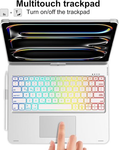 iPad Pro 13 Inch Case 2024 with Keyboard, Magic Keyboard for iPad Pro 13 Trackpad, Touch Keyboard Case for iPad 13 Pro M4, 360 Rotatable and 7 Color Backlit Tablet Pro 13'' Case with Keyboard, Black in Saudi Arabia