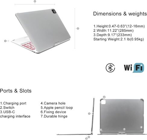 iPad Pro 13 Inch Case 2024 with Keyboard, Magic Keyboard for iPad Pro 13 Trackpad, Touch Keyboard Case for iPad 13 Pro M4, 360 Rotatable and 7 Color Backlit Tablet Pro 13'' Case with Keyboard, Black in Saudi Arabia