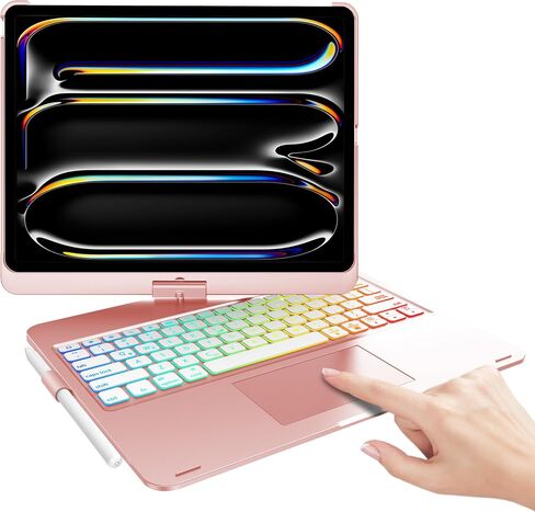 iPad Pro 13 Inch Case 2024 with Keyboard, Magic Keyboard for iPad Pro 13 Trackpad, Touch Keyboard Case for iPad 13 Pro M4, 360 Rotatable and 7 Color Backlit Tablet Pro 13'' Case with Keyboard, Black in Saudi Arabia