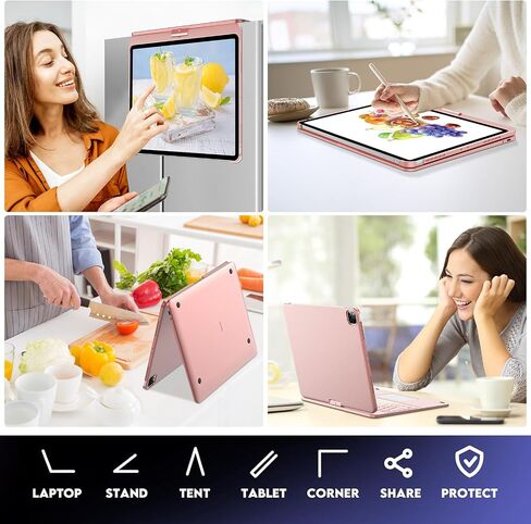 iPad Pro 13 Inch Case 2024 with Keyboard, Magic Keyboard for iPad Pro 13 Trackpad, Touch Keyboard Case for iPad 13 Pro M4, 360 Rotatable and 7 Color Backlit Tablet Pro 13'' Case with Keyboard, Black in Saudi Arabia