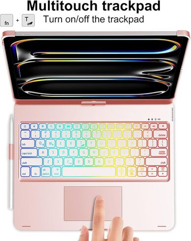 iPad Pro 13 Inch Case 2024 with Keyboard, Magic Keyboard for iPad Pro 13 Trackpad, Touch Keyboard Case for iPad 13 Pro M4, 360 Rotatable and 7 Color Backlit Tablet Pro 13'' Case with Keyboard, Black in Saudi Arabia