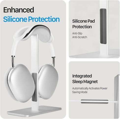 AirPods max Stand with Sleep Mode, Headphone Stand for Desk, Aluminum, Anti-Slip Base, ABS Protection, Anti-Scratch Touch Surface (Black) in Saudi Arabia