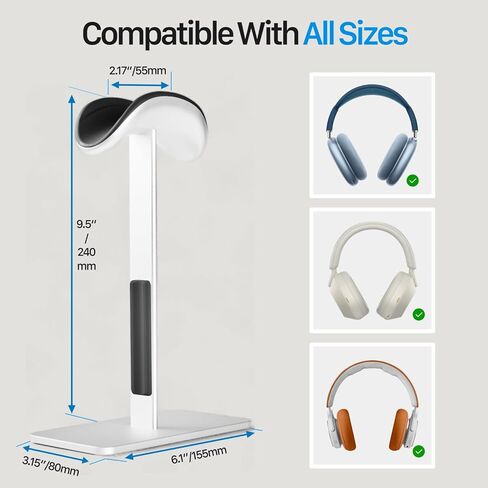 AirPods max Stand with Sleep Mode, Headphone Stand for Desk, Aluminum, Anti-Slip Base, ABS Protection, Anti-Scratch Touch Surface (Black) in Saudi Arabia