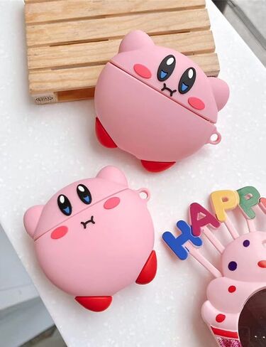 حافظة سيليكون بتصميم الرسوم المتحركة FirstCorn Kawaii لأجهزة Apple AirPods الجيل الثاني، وردي، مقاوم للماء، مقاوم للصدمات، مضاد لبصمات الأصابع، حماية كاملة للجسم in Saudi Arabia