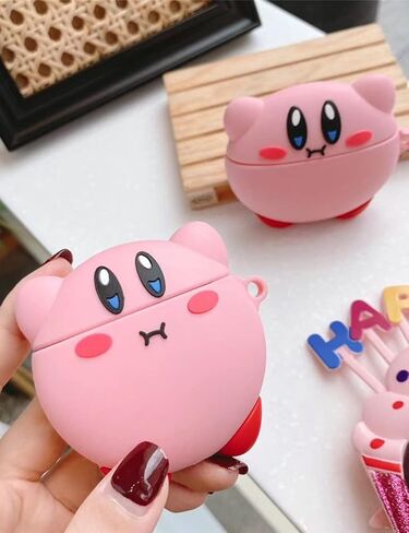 حافظة سيليكون بتصميم الرسوم المتحركة FirstCorn Kawaii لأجهزة Apple AirPods الجيل الثاني، وردي، مقاوم للماء، مقاوم للصدمات، مضاد لبصمات الأصابع، حماية كاملة للجسم in Saudi Arabia