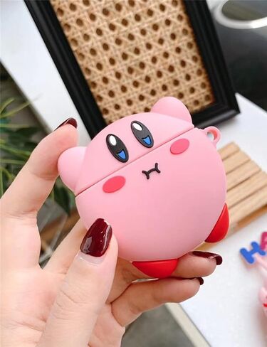 حافظة سيليكون بتصميم الرسوم المتحركة FirstCorn Kawaii لأجهزة Apple AirPods الجيل الثاني، وردي، مقاوم للماء، مقاوم للصدمات، مضاد لبصمات الأصابع، حماية كاملة للجسم in Saudi Arabia