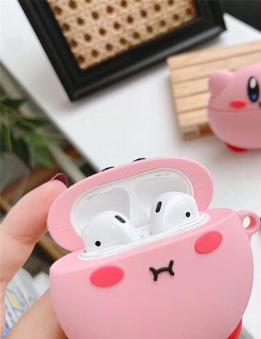 حافظة سيليكون بتصميم الرسوم المتحركة FirstCorn Kawaii لأجهزة Apple AirPods الجيل الثاني، وردي، مقاوم للماء، مقاوم للصدمات، مضاد لبصمات الأصابع، حماية كاملة للجسم in Saudi Arabia