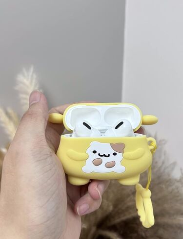 حافظة سيليكون بتصميم الرسوم المتحركة FirstCorn Kawaii لأجهزة Apple AirPods الجيل الثاني، وردي، مقاوم للماء، مقاوم للصدمات، مضاد لبصمات الأصابع، حماية كاملة للجسم in Saudi Arabia