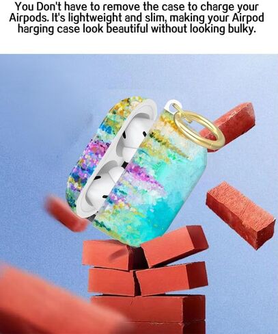 متوافق مع غطاء حافظة AirPod Pro الجيل الثاني/الأول مع سلسلة مفاتيح، حافظة سماعة رأس لاسلكية واقية كاملة مضادة للصدمات لجهاز Airpod Pro 2023/2022/2019 (Bohe Art Work) in Kuwait
