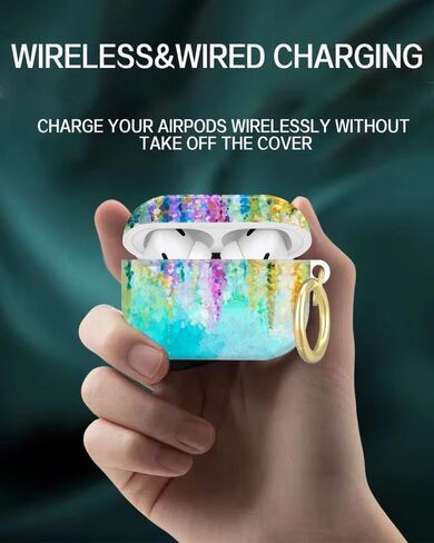 متوافق مع غطاء حافظة AirPod Pro الجيل الثاني/الأول مع سلسلة مفاتيح، حافظة سماعة رأس لاسلكية واقية كاملة مضادة للصدمات لجهاز Airpod Pro 2023/2022/2019 (Bohe Art Work) in Kuwait
