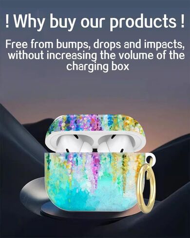 متوافق مع غطاء حافظة AirPod Pro الجيل الثاني/الأول مع سلسلة مفاتيح، حافظة سماعة رأس لاسلكية واقية كاملة مضادة للصدمات لجهاز Airpod Pro 2023/2022/2019 (Bohe Art Work) in Kuwait