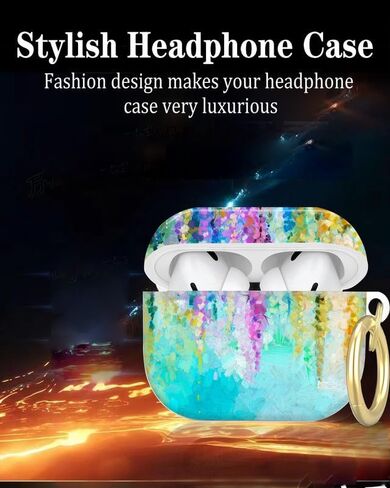 متوافق مع غطاء حافظة AirPod Pro الجيل الثاني/الأول مع سلسلة مفاتيح، حافظة سماعة رأس لاسلكية واقية كاملة مضادة للصدمات لجهاز Airpod Pro 2023/2022/2019 (Bohe Art Work) in Kuwait