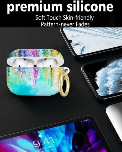 متوافق مع غطاء حافظة AirPod Pro الجيل الثاني/الأول مع سلسلة مفاتيح، حافظة سماعة رأس لاسلكية واقية كاملة مضادة للصدمات لجهاز Airpod Pro 2023/2022/2019 (Bohe Art Work) in Kuwait