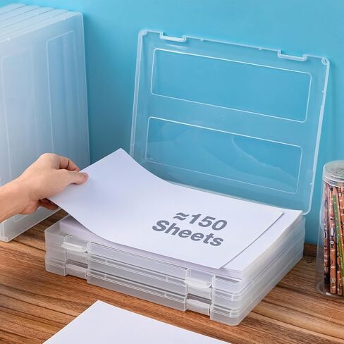 8 قطع حافظة مشروع محمولة لملف A4 شفاف، صندوق ملفات تخزين ورق قصاصات بلاستيكي مقاس 12.6 × 9.5 بوصة، حافظة مستندات بلاستيكية للمكتب مقاس A4 حاوية تخزين ورقية حامل ملفات حامي للصور in Kuwait