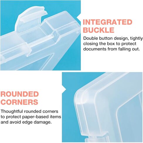 8 قطع حافظة مشروع محمولة لملف A4 شفاف، صندوق ملفات تخزين ورق قصاصات بلاستيكي مقاس 12.6 × 9.5 بوصة، حافظة مستندات بلاستيكية للمكتب مقاس A4 حاوية تخزين ورقية حامل ملفات حامي للصور in Kuwait