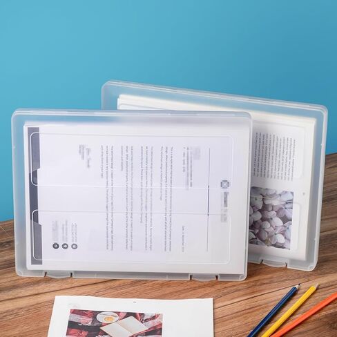 8 قطع حافظة مشروع محمولة لملف A4 شفاف، صندوق ملفات تخزين ورق قصاصات بلاستيكي مقاس 12.6 × 9.5 بوصة، حافظة مستندات بلاستيكية للمكتب مقاس A4 حاوية تخزين ورقية حامل ملفات حامي للصور in Kuwait