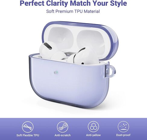 ULAK Compatible with Airpods Pro Case 1st Generation Clear, Designed Protective Cover Soft TPU Transparent Shockproof Case Accessories Keychain for Airpods Pro [Front Led Visible], Crystal Clear in Saudi Arabia