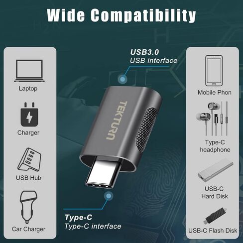 USB C Male to USB Female Adapter (2 Pack), USB 3.1 with 5Gbps Speed, Thunderbolt to Type A OTG Converter, Works with All Major Brands laptops, Tablets and Phones in Kuwait