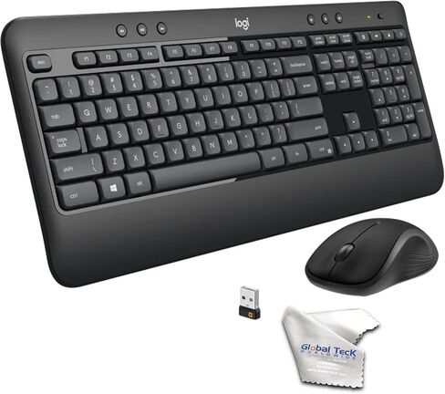 مجموعة لوحة مفاتيح وماوس لاسلكية متقدمة من Logitech MK540 لأجهزة الكمبيوتر المحمول والكمبيوتر الشخصي، متوافقة مع أنظمة Windows وMac، عمر بطارية 3 سنوات، مستقبل بلوتوث موحد USB، ألياف دقيقة GTW - Teclado Inalámbrico in Kuwait