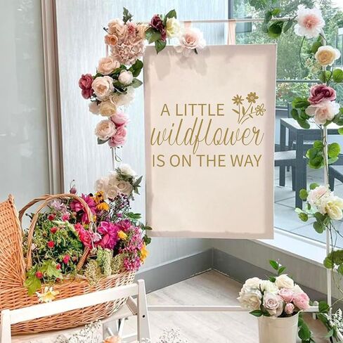A Little Wildflower is on The Way Baby Shower Party Decal Sign - Flower Baby Shower Decoration,Floral Theme Gender Reveal Girl or Boy Baby Shower Decal Sign (Wildflower Decal) in Saudi Arabia