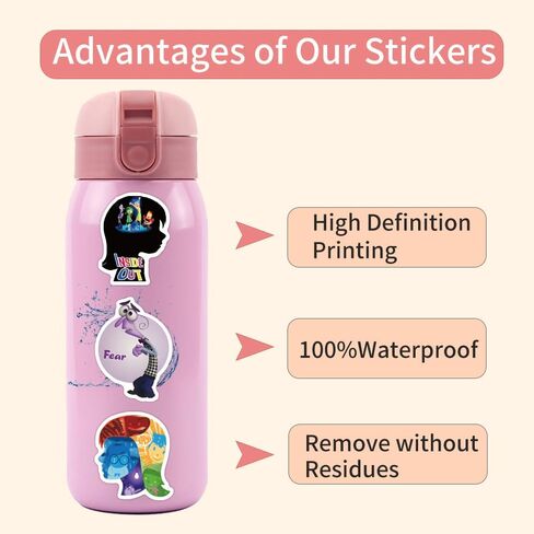 120pcs Inside Out Stickers for Kids,Aesthetic Cartoon Vinyl Stickers for Laptops Water Bottle Skateboard Bumper,Gifts for Steens Adults for Party Supply Decor in Saudi Arabia
