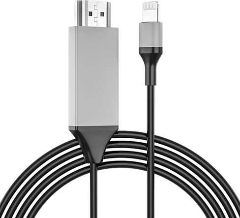 [Apple MFi Certified] Lightning to HDMI Adapter for iPhone,1080P Sync Screen Lightning Digital AV Adapter HDTV Cord Compatible with iPhone/iPad to TV Projector Monitor No Need Power Supply-6.6ft/Black in Saudi Arabia