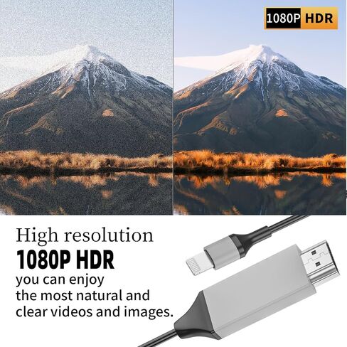 [Apple MFi Certified] Lightning to HDMI Adapter for iPhone,1080P Sync Screen Lightning Digital AV Adapter HDTV Cord Compatible with iPhone/iPad to TV Projector Monitor No Need Power Supply-6.6ft/Black in Saudi Arabia