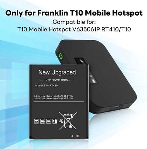 بطارية T10، بطارية بديلة 4600 مللي أمبير في الساعة لجهاز Franklin T10 Mobile Hotspot V635061P RT410/T10، 2024 بطارية ليثيوم أيون مطورة عالية السعة in Kuwait