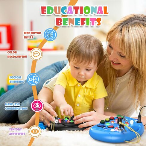 Montessori Busy Board, Busy Board with LED Light for Toddlers 1-3 Year Old, Baby Sensory Board Toddler Travel Toys for Kids Preschool Learning Activities Boys & Girls Birthday (Pink) in Saudi Arabia