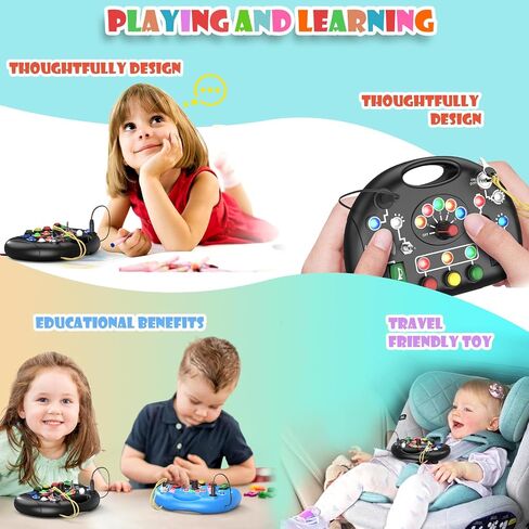 Montessori Busy Board, Busy Board with LED Light for Toddlers 1-3 Year Old, Baby Sensory Board Toddler Travel Toys for Kids Preschool Learning Activities Boys & Girls Birthday (Pink) in Saudi Arabia