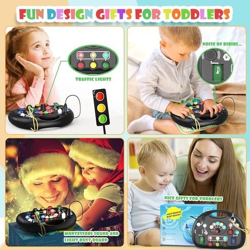 Montessori Busy Board, Busy Board with LED Light for Toddlers 1-3 Year Old, Baby Sensory Board Toddler Travel Toys for Kids Preschool Learning Activities Boys & Girls Birthday (Pink) in Saudi Arabia