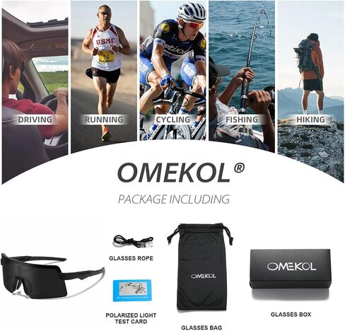 OMEKOL Two Sizes For Adults and Youth Polarized Sunglasses Men Women Outdoor Sport Baseball Glasses UV400 Cycling Eyewear (AP9) in Saudi Arabia