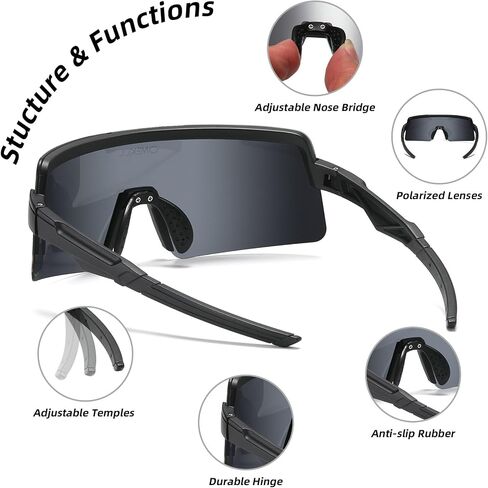 OMEKOL Two Sizes For Adults and Youth Polarized Sunglasses Men Women Outdoor Sport Baseball Glasses UV400 Cycling Eyewear (AP9) in Saudi Arabia