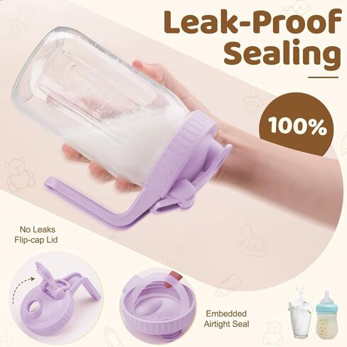 Breast Milk Pitcher with Leak Proof Flip Cap & Pour Spout, 32 oz Wide Mouth Mason Jars for Breast Milk Storage Container, Glass Picther with Lid for Cold Brew Coffee, Sun Tea, Juices, Pink in Saudi Arabia