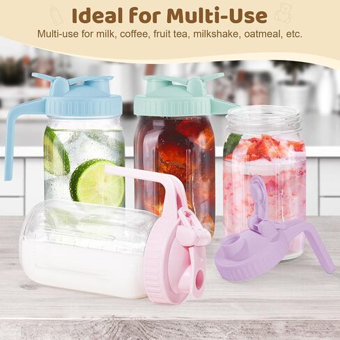 Breast Milk Pitcher with Leak Proof Flip Cap & Pour Spout, 32 oz Wide Mouth Mason Jars for Breast Milk Storage Container, Glass Picther with Lid for Cold Brew Coffee, Sun Tea, Juices, Pink in Saudi Arabia
