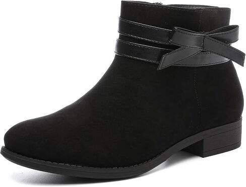 Luoika Women's Wide Width Ankle Boots - Black Brown Short Boots Block Low Heel Side Zipper Booties. in Saudi Arabia