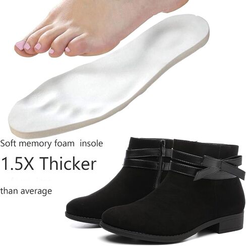 Luoika Women's Wide Width Ankle Boots - Black Brown Short Boots Block Low Heel Side Zipper Booties. in Saudi Arabia