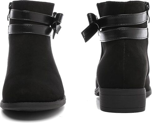 Luoika Women's Wide Width Ankle Boots - Black Brown Short Boots Block Low Heel Side Zipper Booties. in Saudi Arabia