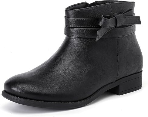 Luoika Women's Wide Width Ankle Boots - Black Brown Short Boots Block Low Heel Side Zipper Booties. in Saudi Arabia