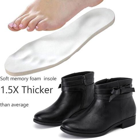Luoika Women's Wide Width Ankle Boots - Black Brown Short Boots Block Low Heel Side Zipper Booties. in Saudi Arabia