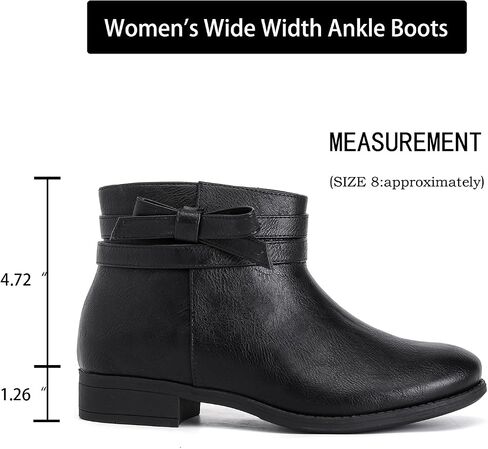 Luoika Women's Wide Width Ankle Boots - Black Brown Short Boots Block Low Heel Side Zipper Booties. in Saudi Arabia