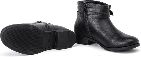 Luoika Women's Wide Width Ankle Boots - Black Brown Short Boots Block Low Heel Side Zipper Booties. in Saudi Arabia