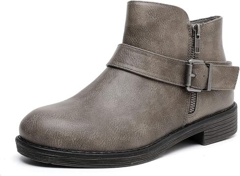 Luoika Women's Wide Width Ankle Boots - Black Brown Short Boots Block Low Heel Side Zipper Booties. in Saudi Arabia