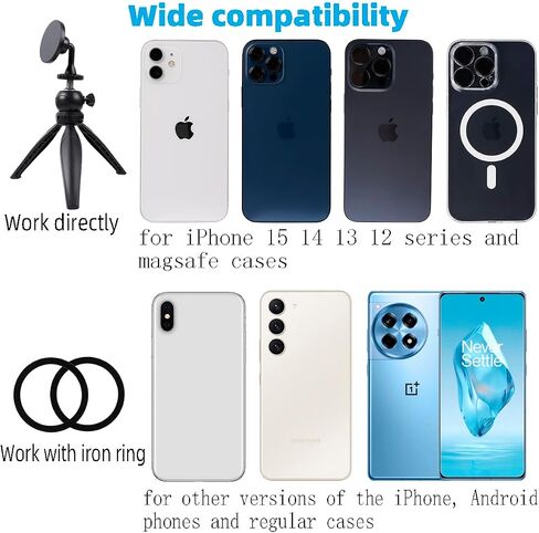 Magnetic Phone Tripod Mount Adapter with 1/4"-20 Hole Compatible with MagSafe for iPhone 15 14 13 12 Plus Pro Max Mini Series,Magsafe Case, Selfie Stick in Saudi Arabia