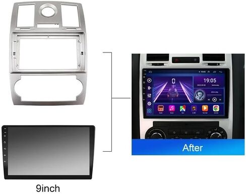 YuYue ستيريو السيارة الإلكترونية 9 بوصة شاشة كبيرة فآسيا الإطار محول لكرايسلر 300C 2005-2007 2Din داش الصوت المناسب لوحة طقم إطارات in Kuwait